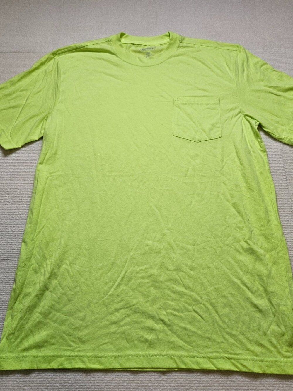 NWOT Dickies Mens short sleeve neon yellow pocket tee - size XLarge Tall